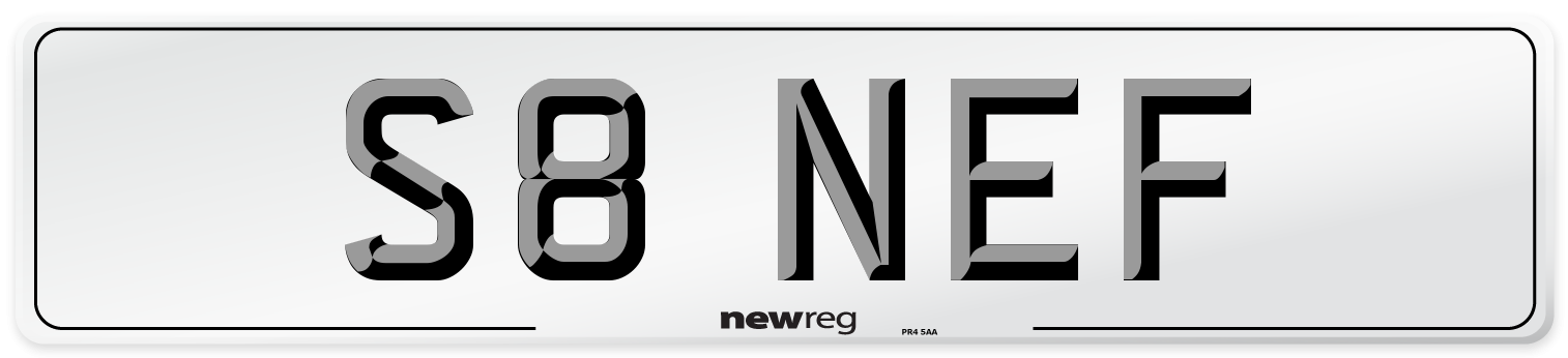 S8 NEF Number Plate from New Reg